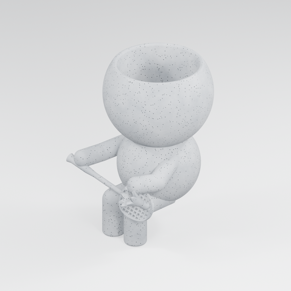Rally Moss badminton planter in Marble White