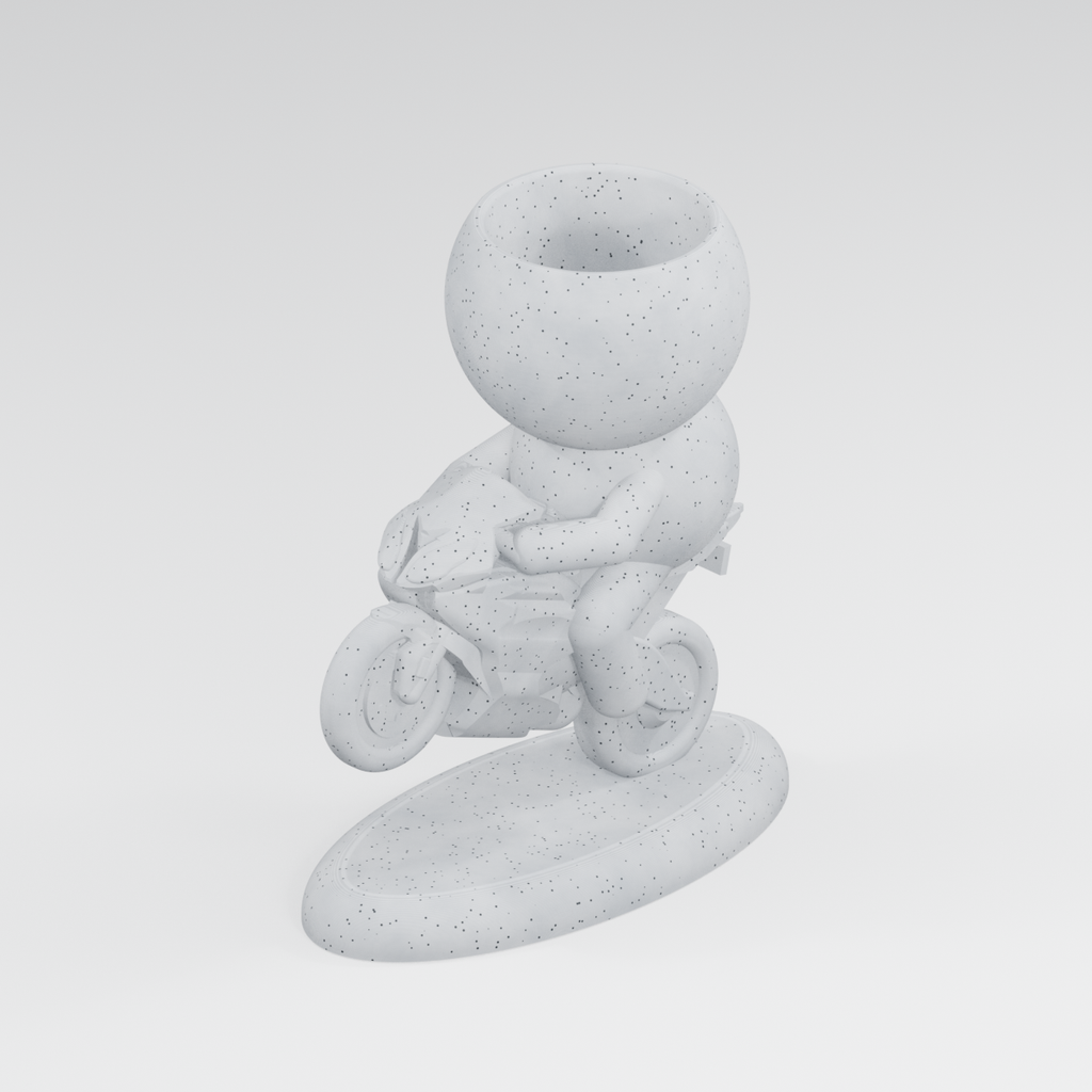 Moto Moss Hits the Road | Sports Motorcycle Planter Marble White finish