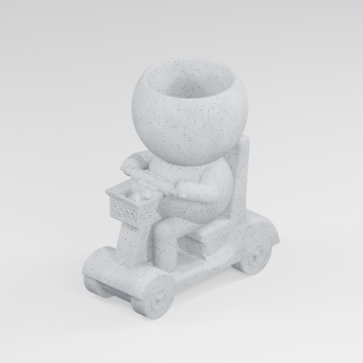 Rollie Rolls in Style | Mobility Scooter Planter in Marble White finish