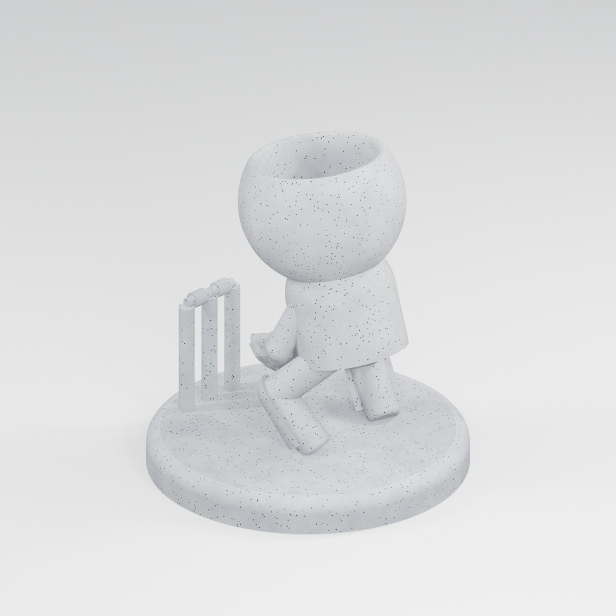 Keeper Kip's Big Save: Cricket Wicket Keeper Planter in Marble White finish