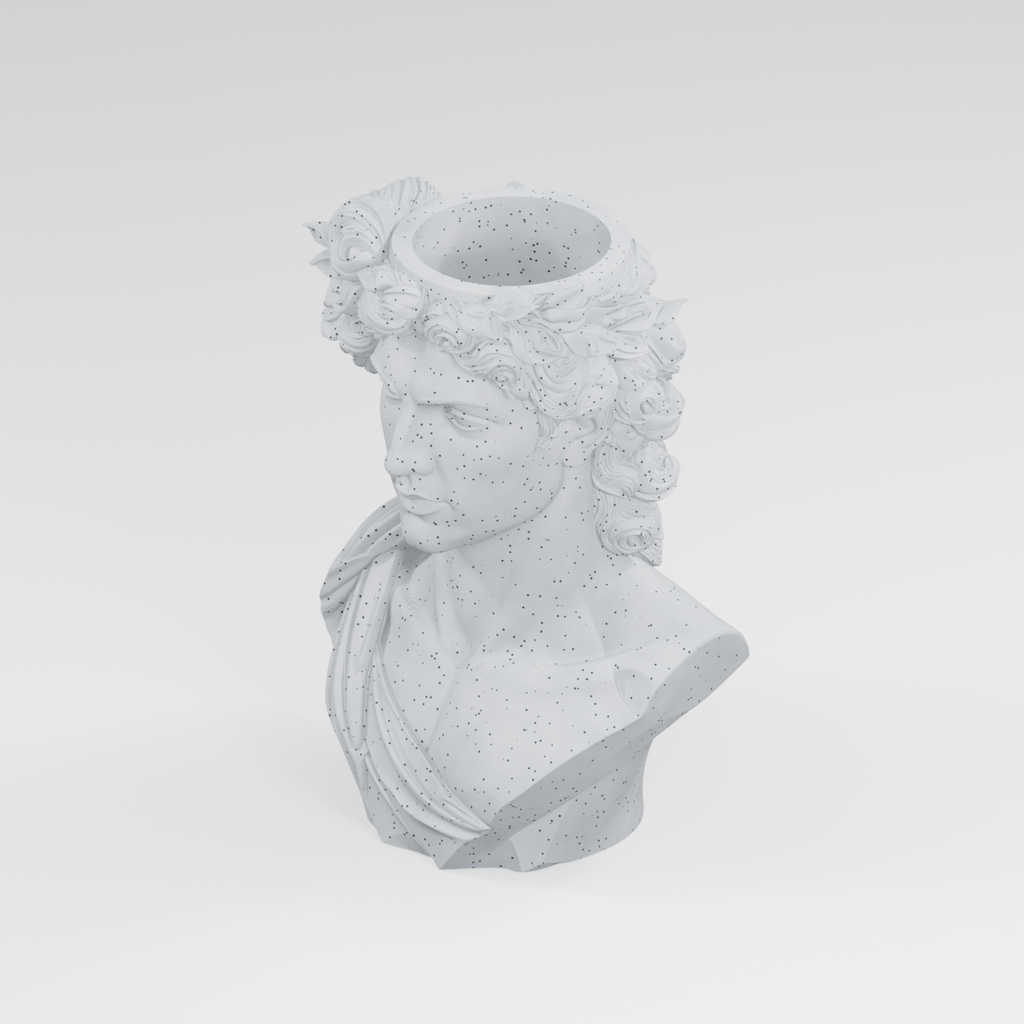 The Laurel Guardian: Greek-Inspired Bust Planter in Marble White finish
