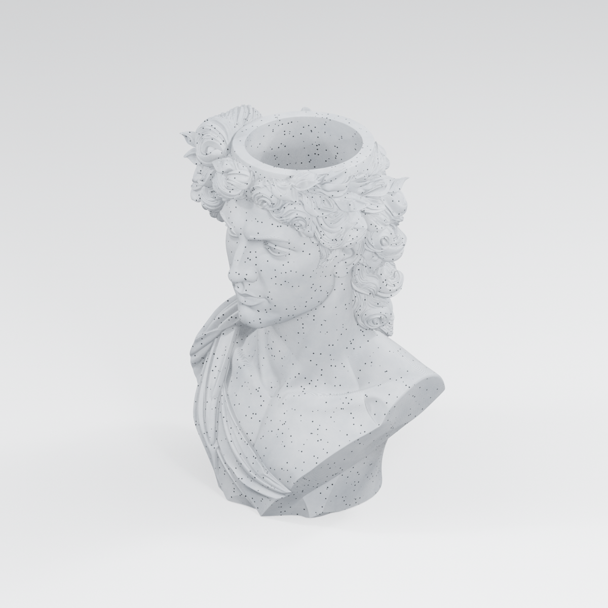The Laurel Guardian: Greek-Inspired Bust Planter in Marble White finish