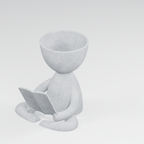 The Quiet Reader Book Lover Planter in Marble White finish