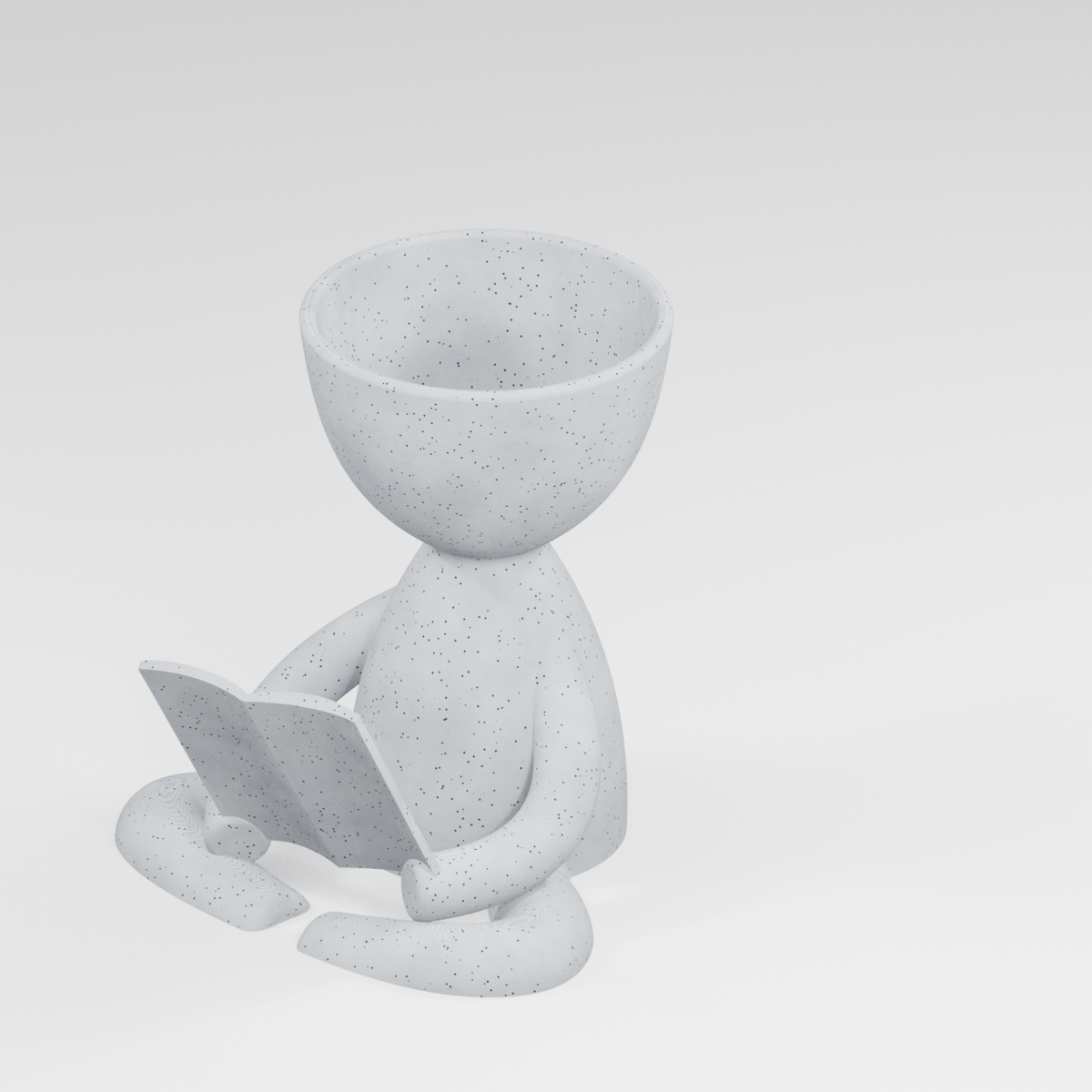 The Quiet Reader Book Lover Planter in Marble White finish