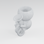 Brass Basil tenor horn planter exact model render in Marble White