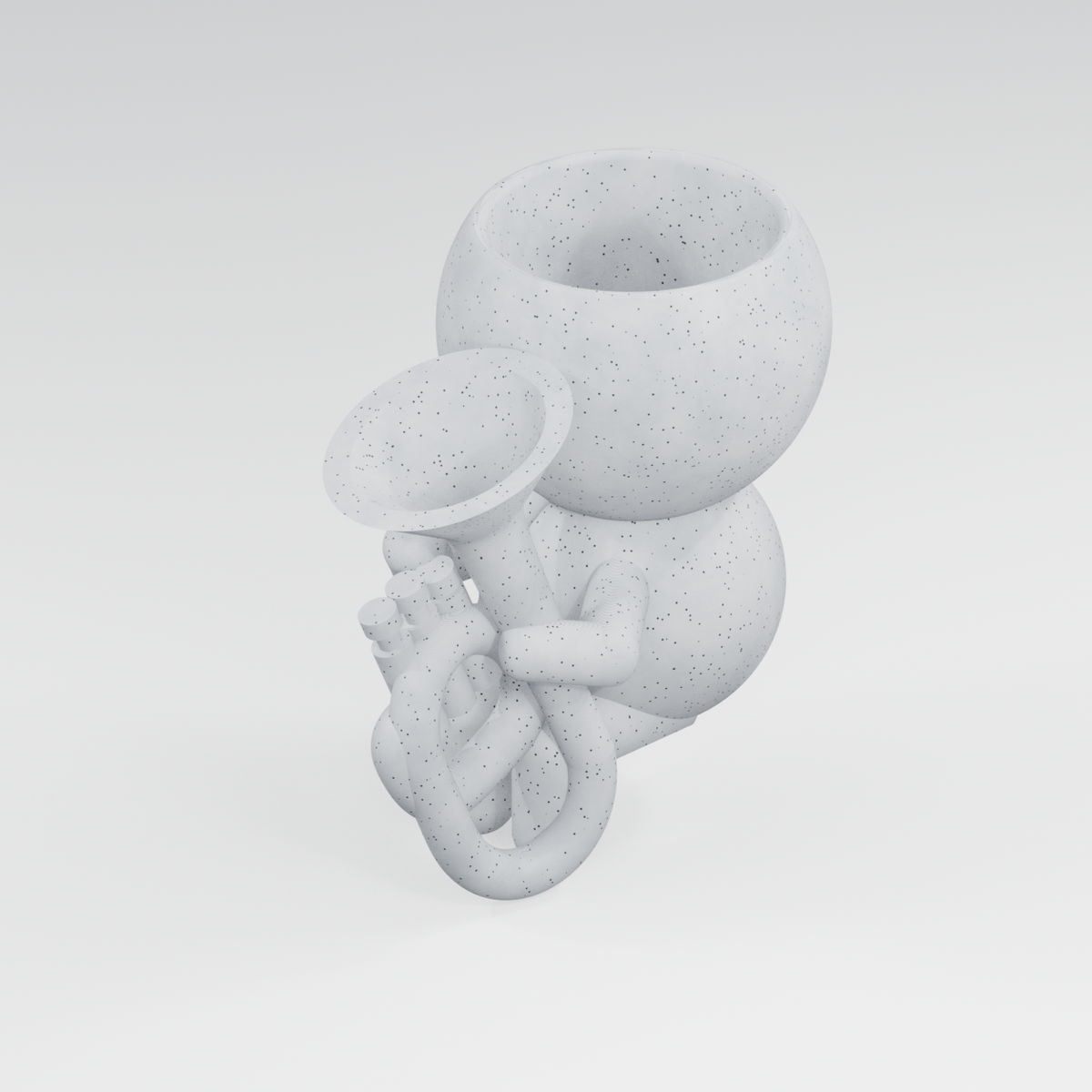 Brass Basil tenor horn planter exact model render in Marble White