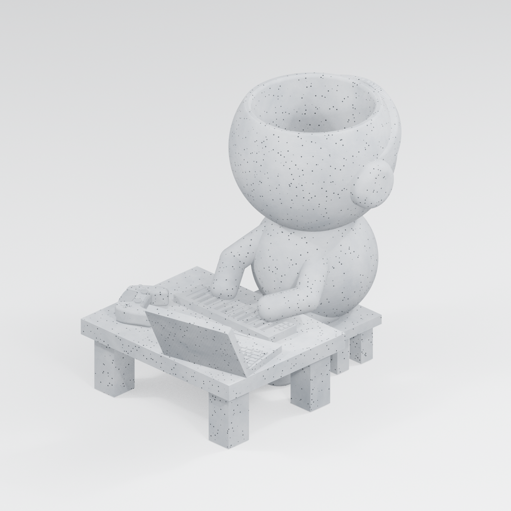 Loop Sprout on Deck | Electronic Music Planter in Marble White finish