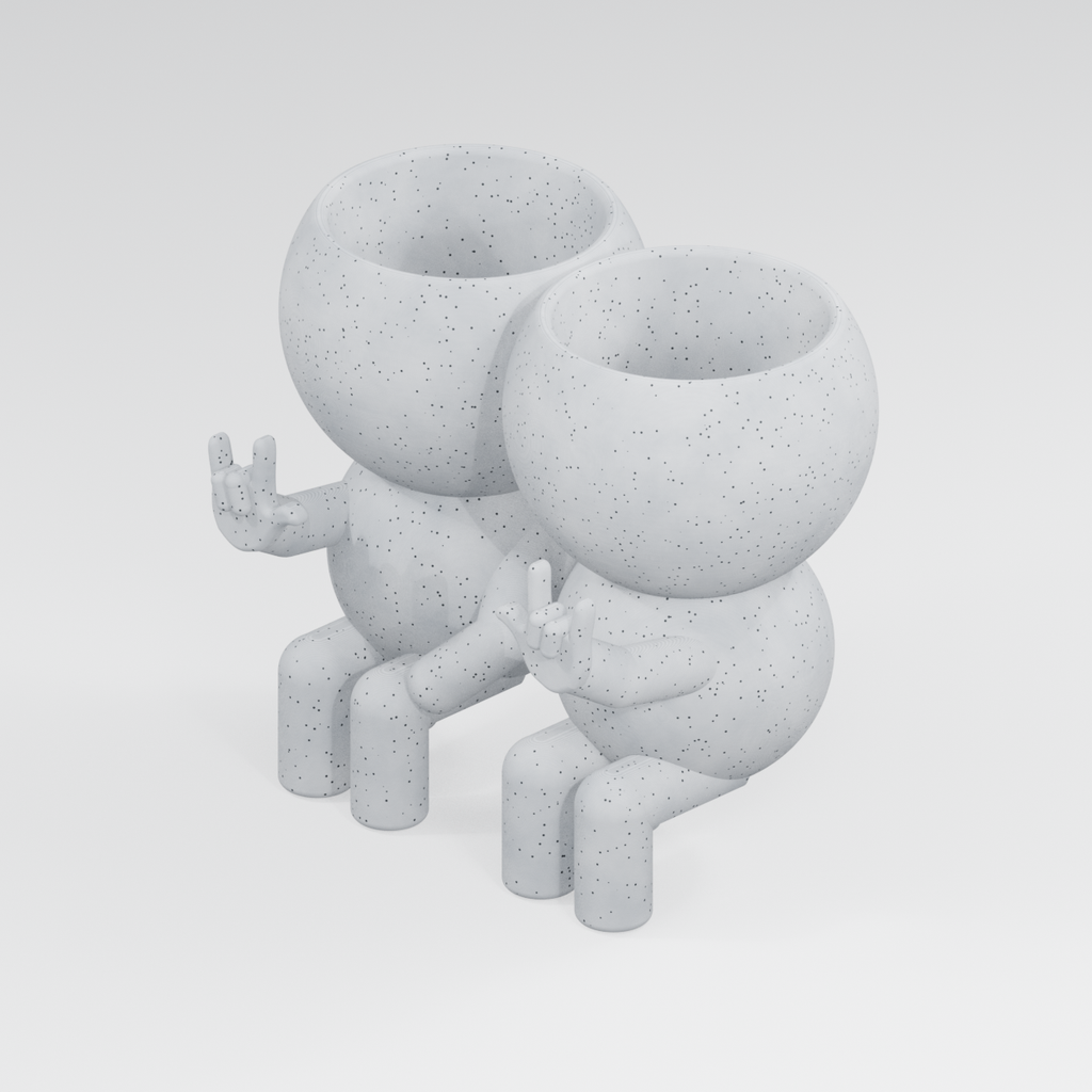 Love Signs couple planter in Marble White