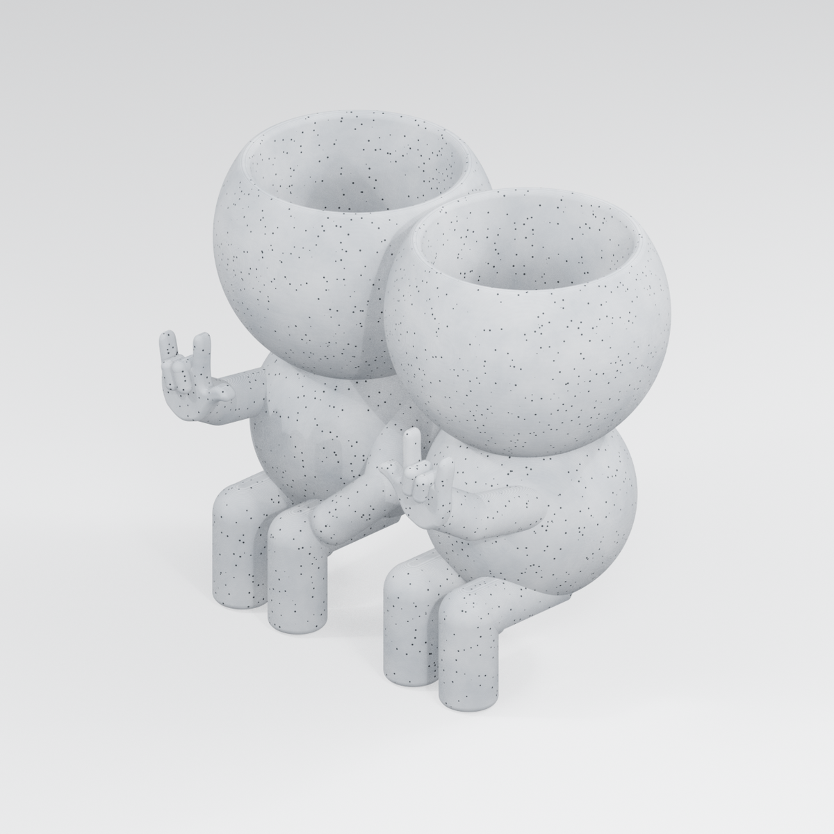 Love Signs couple planter in Marble White