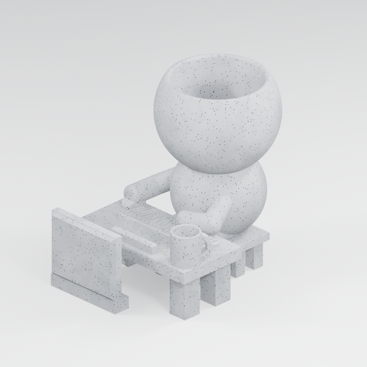 Ctrl + Sprout Logs On | Work From Home Planter in Marble White finish