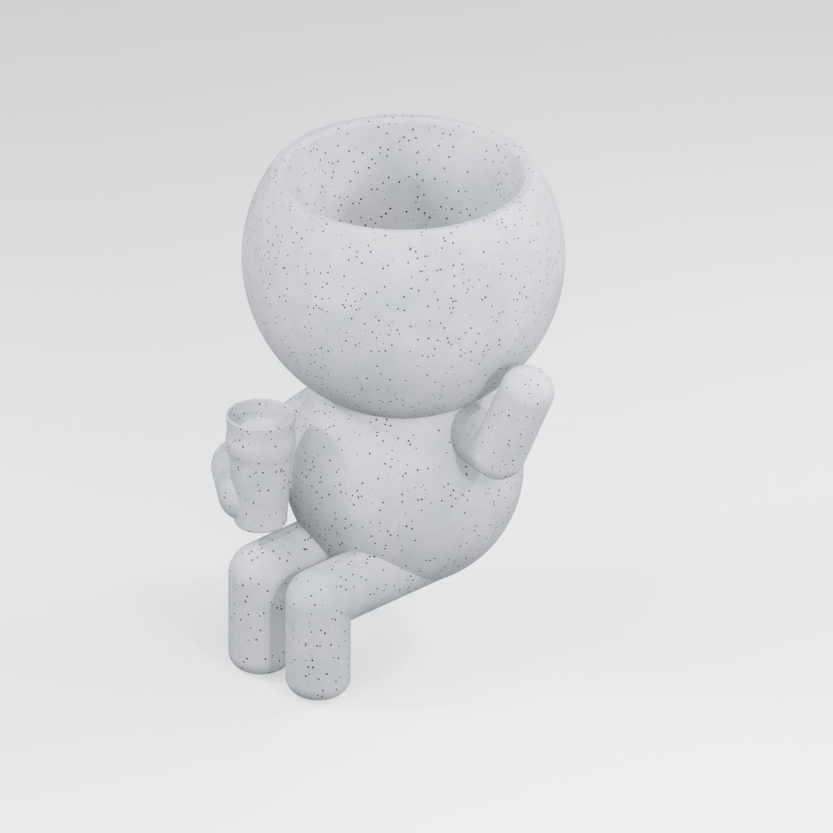 Cheers Moss character planter in Marble White