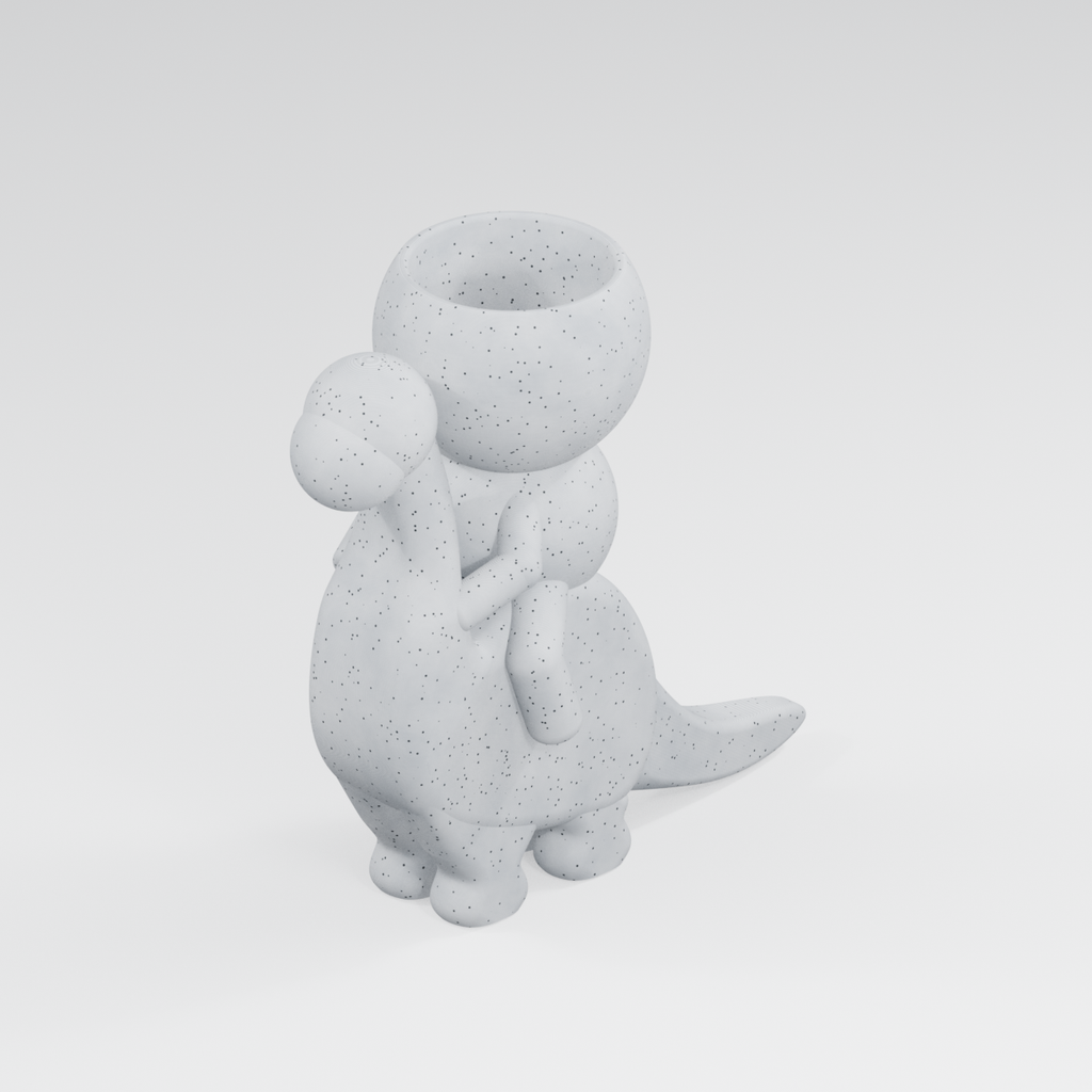 Dino Drift dinosaur rider planter in Marble White