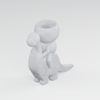 Dino Drift dinosaur rider planter in Marble White